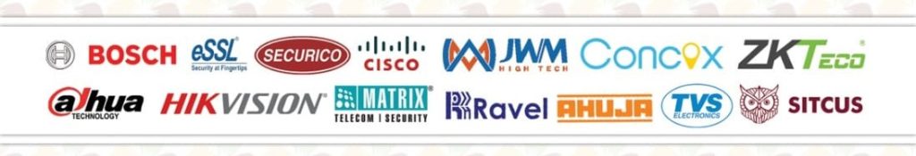 Global Technology Partners of Malar Banner displaying logos of Malar's technology partners, including Bosch, Cisco, Hikvision, Dahua, ZKTeco, and Matrix.