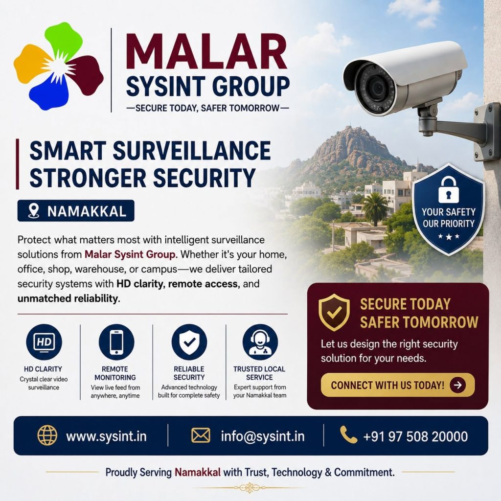 Commercial CCTV Surveillance Systems: High-Reliability Enterprise Security 1 commercial cctv surveillance systems installation by Malar Sysint Group
